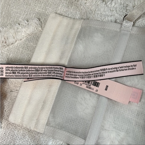 New!! Victoria’s Secret Corset Top With Boning & Large Floral Detail Sz M White - Picture 6 of 9